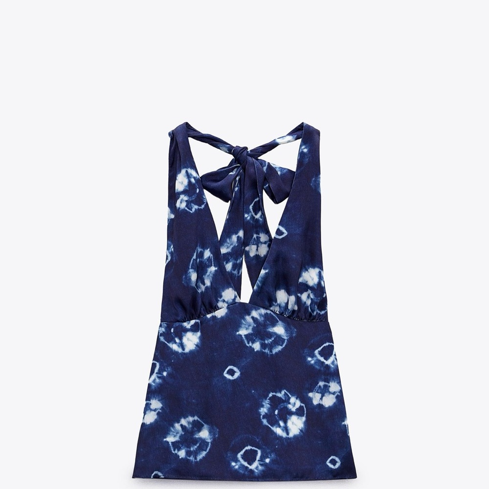 Zara Blue Tie-Dye Top